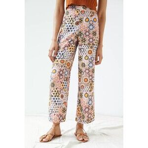 Anthropologie Geometric Kaleidoscope High Rise Straight Leg Pants Womens 6